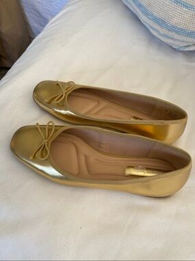 Franco Sarto Metallic Gold Ballet Flats with Bow